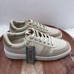 TOMS Men Trvl Lite Court Beige Leather Shaggy Suede Sneakers Size 7.5